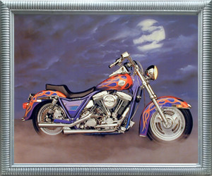 1986 FXR Harley Davidson Vintage Home Decor Motorcycle Silver Framed Art Print 1986 FXR Harley Davidson Vintage Home Decor Motorcycle Silver Framed Art Print