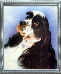 Framed Wall Picture Decor English Springer Spaniel Dog Close-up Silver Art Print Framed Wall Picture Decor English Springer Spaniel Dog Close-up Silver Art Print