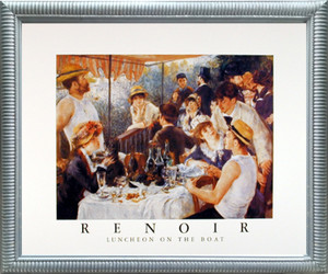 Framed Wall Decor Picture Renoir Luncheon on The Boat Party Impressionist Silver Art Print (20x24)