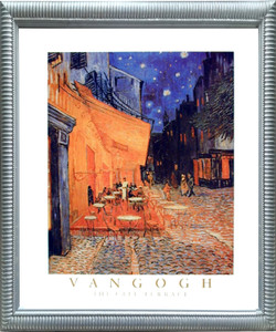 Impact Posters Gallery Vincent Van Gogh The Cafe Terrace at Night Silver Art Print Framed Wall Decor Picture (20x24)