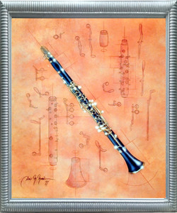 Framed Wall Decoration Fine Arts Musical Instrument Clarinet Picture Silver Art Print Poster (20x24) Framed Wall Decoration Fine Arts Musical Instrument Clarinet Picture Silver Art Print Poster (20x24)