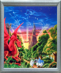 Framed Wall Decor Mythical Dragon Mountain Sue Dawe Fantasy Kids Room Silver Art Print (20x24) Framed Wall Decor Mythical Dragon Mountain Sue Dawe Fantasy Kids Room Silver Art Print (20x24)