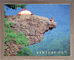 Cliff Picture Framed Wall Decor Venture Out! Climbing Motivational Barnwood Art Print (19x23)