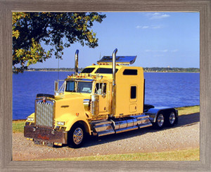 Semi Truck Framed Wall Decoration Picture Yellow Kenworth Big Rig Diesel Barnwood Art Print (19x23) Semi Truck Framed Wall Decoration Picture Yellow Kenworth Big Rig Diesel Barnwood Art Print (19x23)