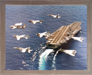 Framed Wall Decor Picture Aviation Aircraft Military Poster - Jets Flying By Navy Carrier USS George Washington Barnwood Art Print (19x23) Framed Wall Decor Picture Aviation Aircraft Military Poster - Jets Flying By Navy Carrier USS George Washington Barnwood Art Print (19x23)