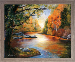 Impact Posters Gallery Water Nature Framed Art Print Reflection Creek Forest Scenery Barnwood Wall Decor Picture (19x23)