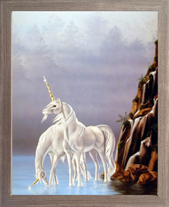 Impact Posters Gallery Early Silver Dawn Sci Fi Unicorn Fantasy Horse Barnwood Framed Wall Decor Picture Art Print (19x23) Impact Posters Gallery Early Silver Dawn Sci Fi Unicorn Fantasy Horse Barnwood Framed Wall Decor Picture Art Print (19x23)