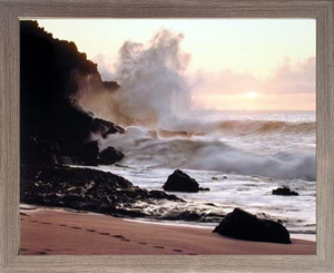 Coastal Sunset Ocean Waves Crashing on Rocky Cliffs Wall Decor Barnwood Framed Picture Art Print (19x23) Coastal Sunset Ocean Waves Crashing on Rocky Cliffs Wall Decor Barnwood Framed Picture Art Print (19x23)