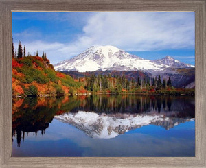 Landscape Snow Mountain Framed Wall Decoration Mount Rainier Lake Reflection Scenery Barnwood Picture Art Print (19x23) Landscape Snow Mountain Framed Wall Decoration Mount Rainier Lake Reflection Scenery Barnwood Picture Art Print (19x23)