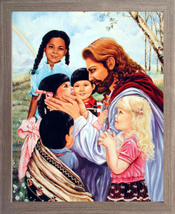 Religion Framed Art Print Jesus Christ with Children Spiritual Wall Decor Barnwood Picture (19x23) Religion Framed Art Print Jesus Christ with Children Spiritual Wall Decor Barnwood Picture (19x23)
