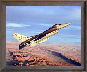 Framed Wall Decoration Aviation Aircraft Poster - F-16c Falcon Fighter Jet Military Barnwood Framed Art Print Picture (19x23)