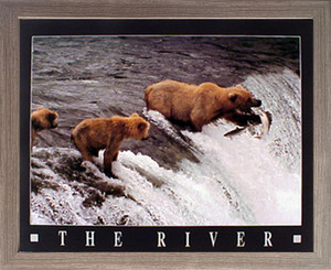 Framed Wall Decor Picture Grizzly Bears in the River Wildlife Barnwood Art Print Animal (19x23) Framed Wall Decor Picture Grizzly Bears in the River Wildlife Barnwood Art Print Animal (19x23)
