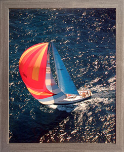 Impact Posters Gallery Sailboat Framed Wall Home Decor Phil Wallick Ocean Boating Seascape Scenic Art Print Poster (16x20) (Barnwood)