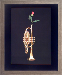 Impact Posters Gallery Trumpet with Rose Musical Instrument Wall Barnwood Framed Picture Art Print (19x23)