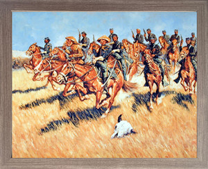 Impact Posters Gallery Western Cavalry Into Battle Wild West Barnwood Framed Picture Art Print (19x23) Impact Posters Gallery Western Cavalry Into Battle Wild West Barnwood Framed Picture Art Print (19x23)