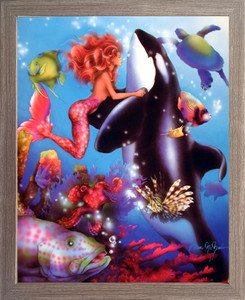 Lady Mermaid & Orca Sci Fi Fantasy Barnwood Framed Picture Art Print (19x23) Lady Mermaid & Orca Sci Fi Fantasy Barnwood Framed Picture Art Print (19x23)