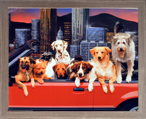 Impact Posters Gallery Framed Wall Decor Dogs in Convertible Funny Animal Kids Room Barnwood Picture Art Print (19x23) Impact Posters Gallery Framed Wall Decor Dogs in Convertible Funny Animal Kids Room Barnwood Picture Art Print (19x23)