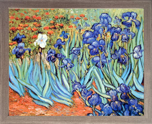 Impact Posters Gallery Framed Wall Decor Vincent Van Gogh Irises Flower Floral Garden Fine Barnwood Framed Picture Art Print (19x23)