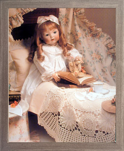 Framed Wall Decor Doll Reading Picture Barnwood Art Print Poster (19x23) Framed Wall Decor Doll Reading Picture Barnwood Art Print Poster (19x23)