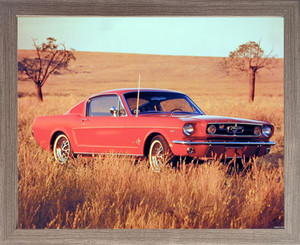 Framed Wall Decor 1965 Red Ford Mustang Fastback Vintage Car Picture Barnwood Framed Art Print (19x23) Framed Wall Decor 1965 Red Ford Mustang Fastback Vintage Car Picture Barnwood Framed Art Print (19x23)