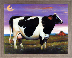 Framed Wall Decor Country Moon Over Cow Farm Animal Barnwood Framed Picture Art Print (19x23) Framed Wall Decor Country Moon Over Cow Farm Animal Barnwood Framed Picture Art Print (19x23)