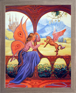 Mythical Pegasus & Fairy Fantasy Kids Room Wall Decor Barnwood Framed Art Print Picture (19x23) Mythical Pegasus & Fairy Fantasy Kids Room Wall Decor Barnwood Framed Art Print Picture (19x23)