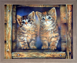 Two Cute Cat Kittens Toyger Wall Decor Barnwood Picture Framed Art Print (19x23) Two Cute Cat Kittens Toyger Wall Decor Barnwood Picture Framed Art Print (19x23)