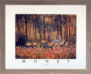 Impact Posters Gallery Claude Monet Day Umbrella Flower Barnwood Picture Art Print Framed Wall Decor (19x23)