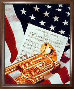 Framed Wall Decoration Picture American Trumpet Instrument & Music Sheet American Flag Patriotic Mahogany Art Print (18x22) Framed Wall Decoration Picture American Trumpet Instrument & Music Sheet American Flag Patriotic Mahogany Art Print (18x22)