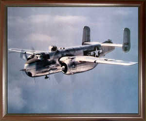 Impact Posters Gallery Military B-25 Mitchell. Lt. Bomber Airplane Jet Vintage Aviation Aircraft Mahogany Black Framed Picture Art Print (18x22)