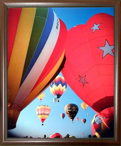 Impact Posters Gallery Hot Air Balloons Fiesta in Sky Kids Room Mahogany Black Art Print Framed Wall Decor
