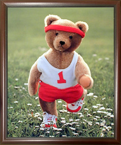 Impact Posters Gallery Stuffed Cute Teddy Bear Jogging Kids Room Mahogany Black Art Print Framed Wall Decoration (20x24) Impact Posters Gallery Stuffed Cute Teddy Bear Jogging Kids Room Mahogany Black Art Print Framed Wall Decoration (20x24)
