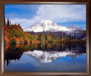 Landscape Framed Wall Decoration Mount Rainier Lake Reflection with Snow Mountain Scenery Mahogany Picture Art Print Poster (20x24) Landscape Framed Wall Decoration Mount Rainier Lake Reflection with Snow Mountain Scenery Mahogany Picture Art Print Poster (20x24)