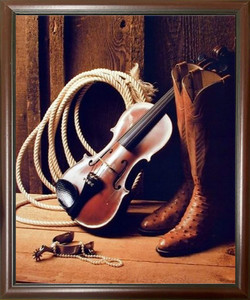 Impact Posters Gallery Western Cowboy Boots with Violin Fiddle Spur Rope Rodeo Mahogany Framed Wall Decoration Picture Art Print Impact Posters Gallery Western Cowboy Boots with Violin Fiddle Spur Rope Rodeo Mahogany Framed Wall Decoration Picture Art Print