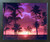Purple Tropical Sunset Landscape Scenery Wall Decor Espresso Framed Picture Art Print (20x24)