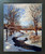Scenery Winter Stream with Snow Landscape Wall Decor Espresso Framed Picture Art Print (20x24)