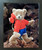Teddy Bear Backpacker Kids Room Wall Decor Espresso Framed Picture Art Print (20x24)