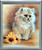 Impact Posters Gallery Cute Cat with Sunflower Kids Room Animal Silver Art Print Framed Wall Decor Picture
