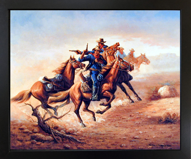 Western Civil War Blue Soldiers Shoot Out Country Wall ...