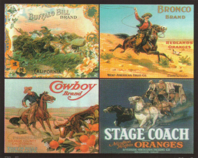 Cowboy Buffalo Bill Brand Oranges Advertisements Stagecoach Art Print Poster (16x20)