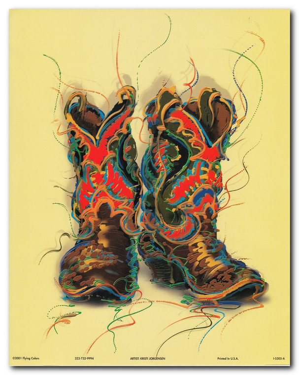 Western Cowboy Boots Rodeo Contemporary Wall Decor Art Print Poster (16x20)