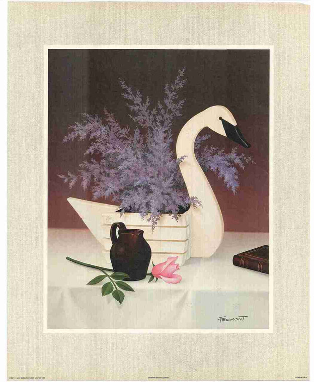 Pink Beautiful Flowers in Duck Vase Fine Art Wall Decor Print Poster (16x20)