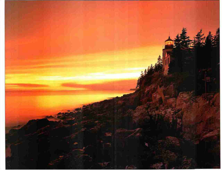 Ocean Sunset Lighthouse Scenery Landscape Wall Decor Art Print Poster (24x36)