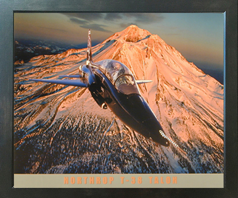 Military Northrop T-38 Talon Aviation Aircraft Wall Espresso Framed Picture Art Print (20x24)