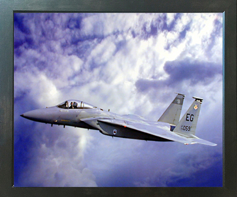 Mcdonnell Douglas F-15 Eagle Jet Plane Aviation Aircraft Espresso Wall Framed Picture Art Print (20x24)