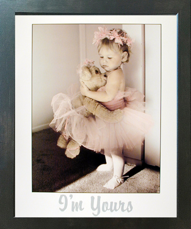 Karyn Cute Teddy Bear Ballerina Baby Girl Wall Decor Espresso Framed Picture Art Print (20x24)