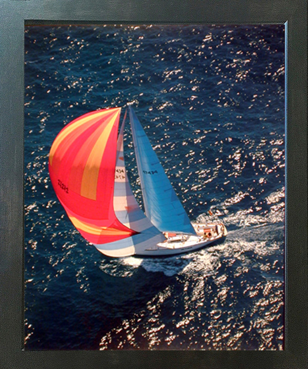 Sailboat Phil Wallick Ocean Boating Seascape Scenic Wall Decor Espresso Framed Picture Art Print (20x24)