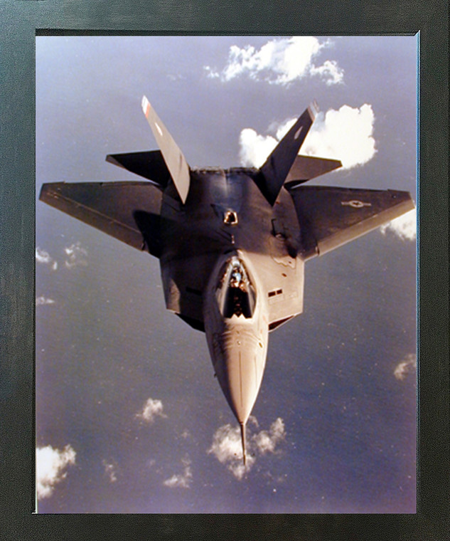 Military YF-22 Fighter Jet Aviation Aircraft Espresso Framed Art Print Picture (20x24)