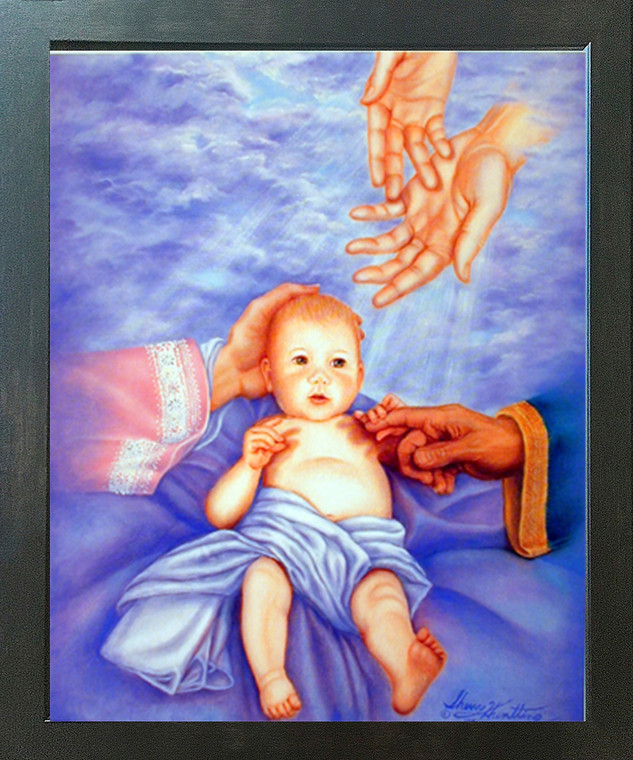 Baby Jesus Christ Religious & Spiritual Wall Decor Espresso Framed Picture Art Print (20x24)