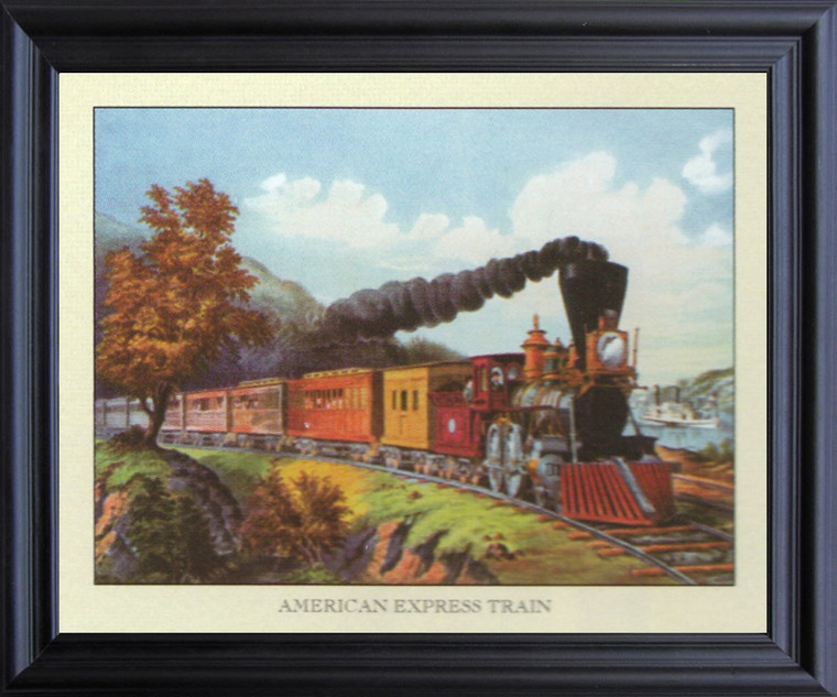 Vintage American Express Train Black Framed  Art Print Poster (19x23)